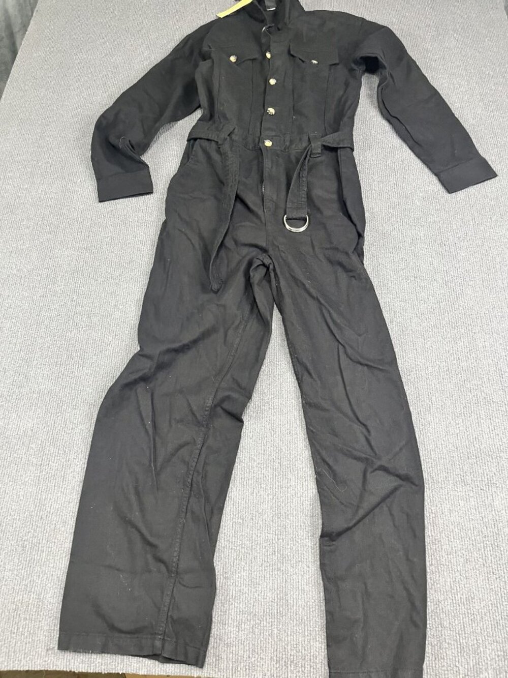 Lindex Womens Black Utility Jumpsuit Button Front Belt XS NWT